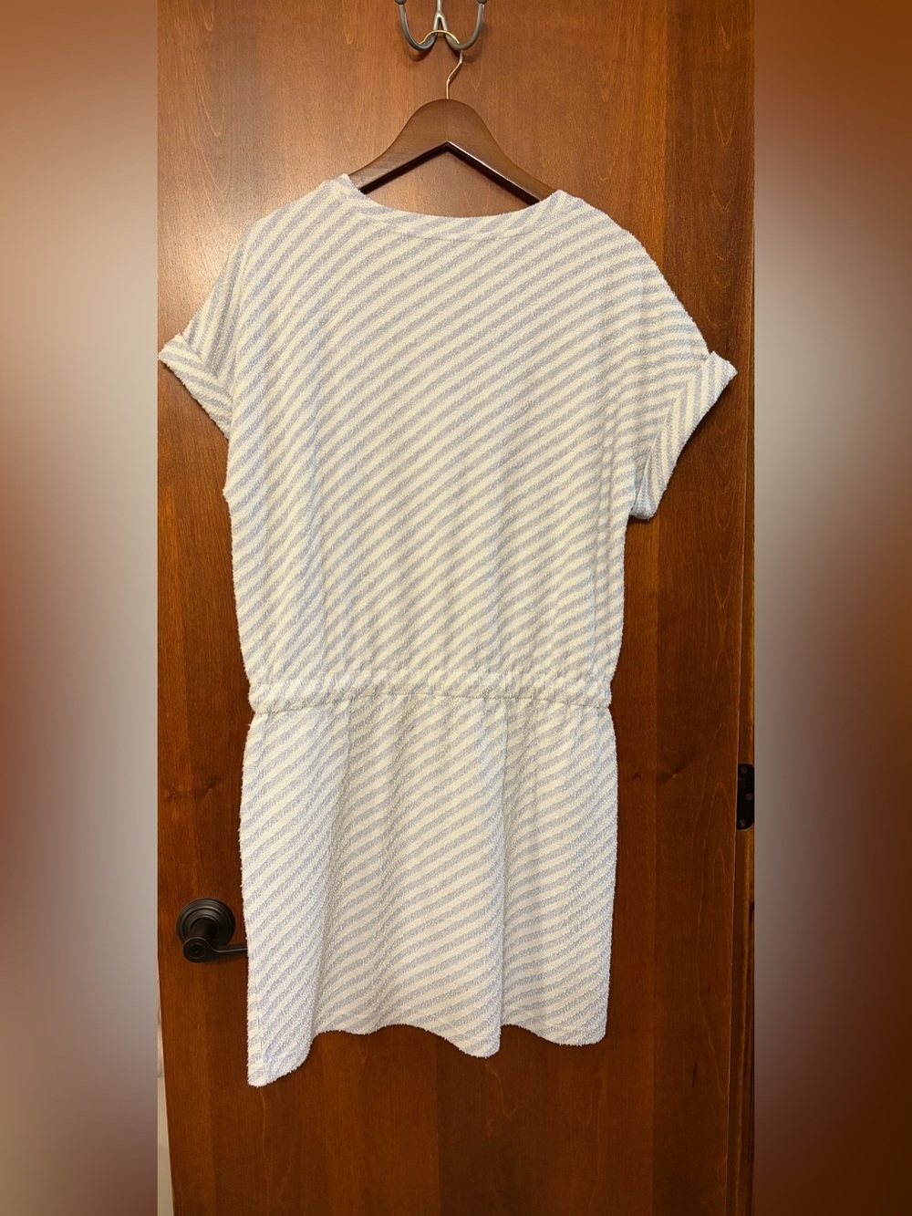 New Lou & Grey Light Blue and White Striped Knit mini dress - Large - Picture 5 of 9